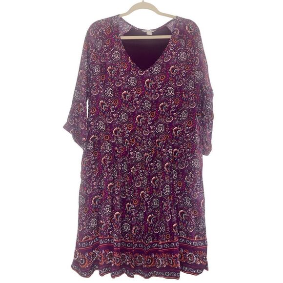 ✨Garnet Hill Burgundy Paisley Bohemian Pocket Sz 12 Dress✨ - Picture 7 of 10